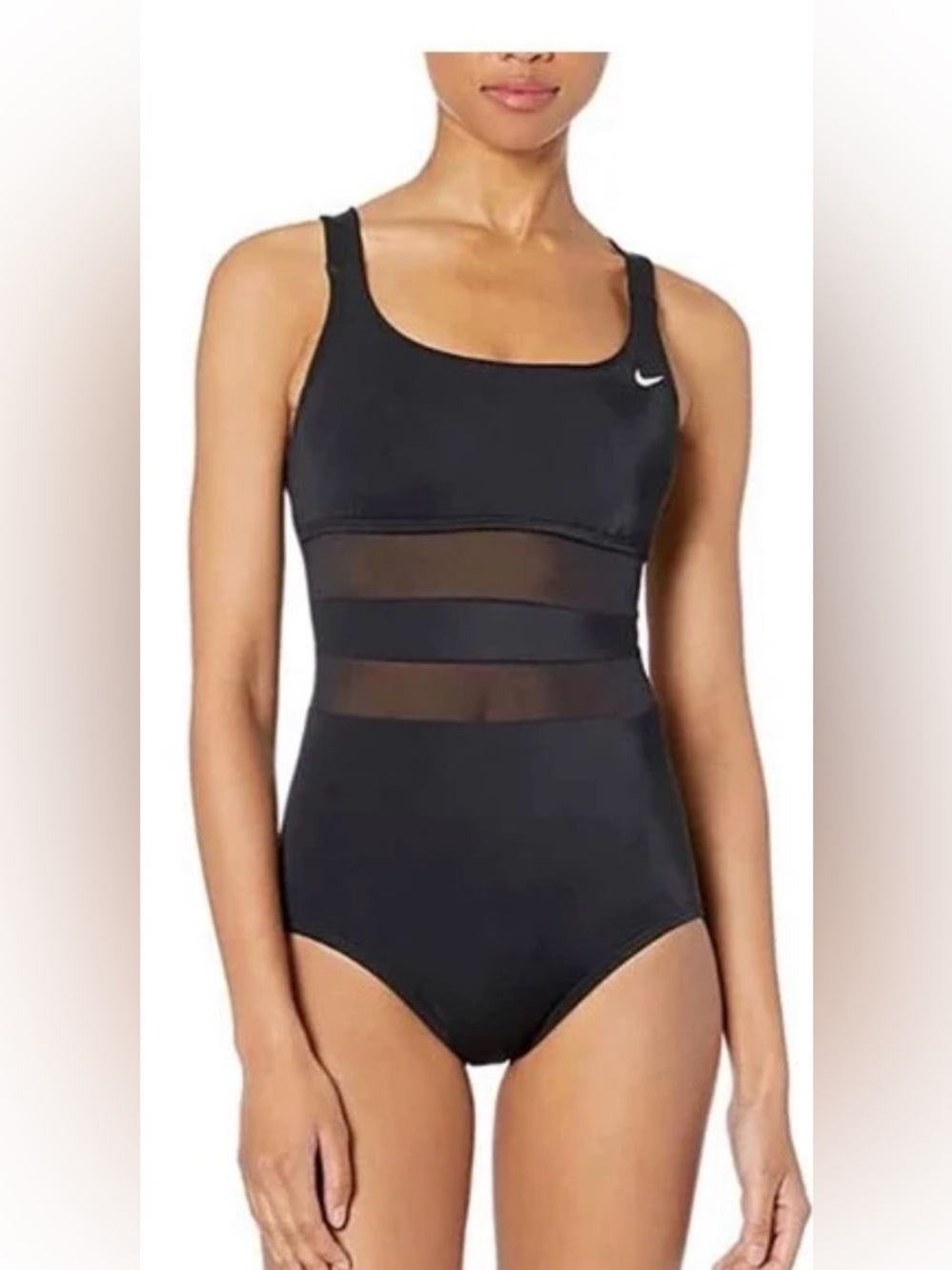 Nike Mesh V-Back One Piece Swimsuit Black XL